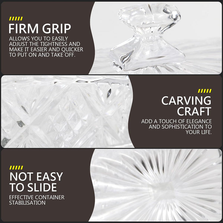 Glass Butter Dish with Lid Handle Butter Keeper Dessert Tray Cake Plate Crystal Covered Butter Dish for Home Kichen Candy