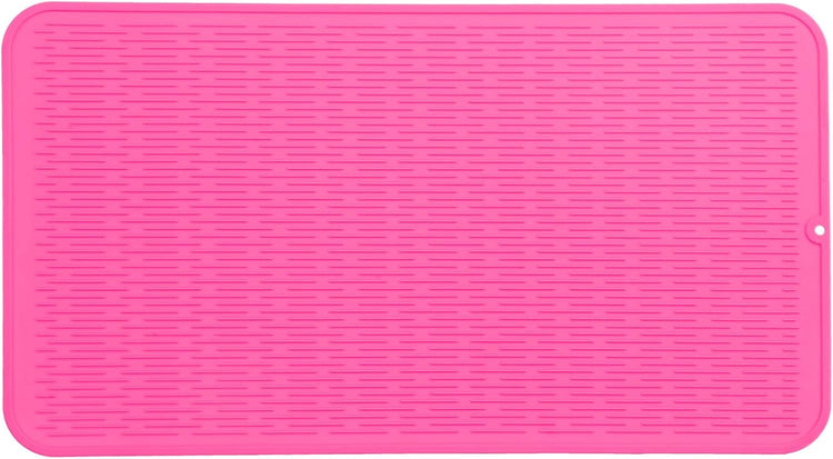 Silicone Dish Drying Mat for Multiple Usage,Easy clean,Eco-friendly,Heat-resistant Silicone Mat for Kitchen Counter or Sink,Refrigerator or Drawer Liner Rose 4XL 32 inches x 18 inches