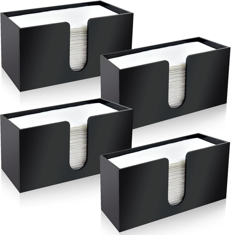 4Pack Black Acrylic Countertop Paper Towel Dispenser, Napkin Dispenser, Multifold Acrylic Paper Towel Dispenser for Z Fold C Fold Trifold Paper Towels for Bathroom Toilet Kitchen Restaurant (4)