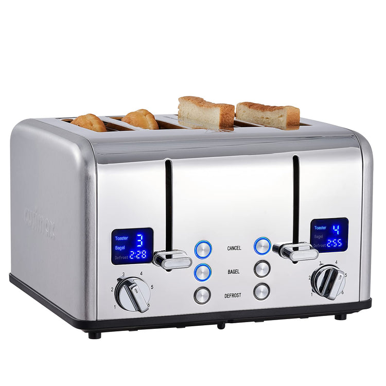 4 Slice Stainless Steel Toaster with Digital Display