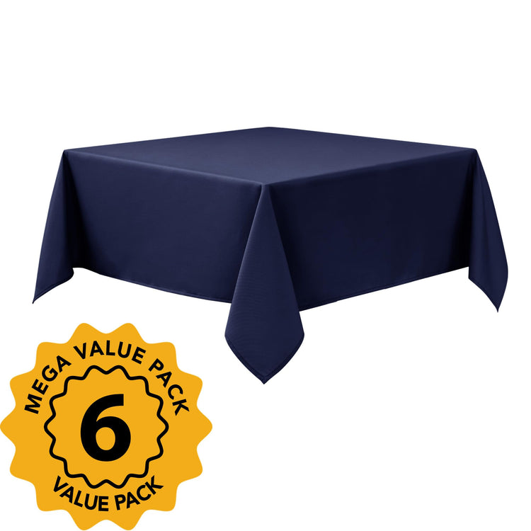 6 Pack Navy Blue Tablecloths for Square Tables