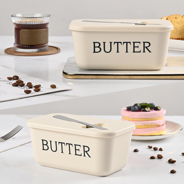 Butter Dish With Lid And Knife For Kitchen Coutertop
