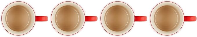 Le Creuset Stoneware Set of 4 Mugs, 14 oz. each, Cerise