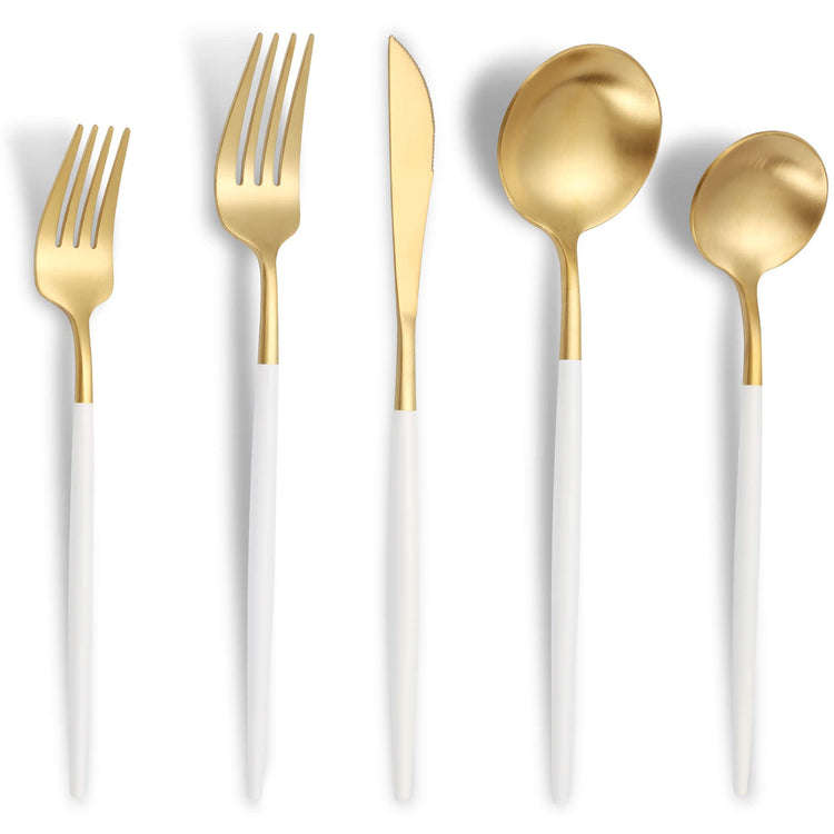 Matte White Gold Silverware Set for 6 (30 Count)