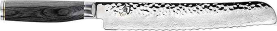 Shun Cutlery Premier Grey Bread Knife 9”, Long Serrations Glide Through Bread, Hammered TSUCHIME Finish, Ideal for Cakes and Pastries, Authentic, Handcrafted, Japanese Serrated Kitchen Knife