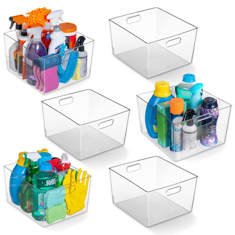 Clear Plastic Storage Bins for Kitchen (6 Count)