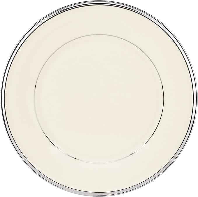Lenox Solitaire Salad Plate, ivory/platinum,White