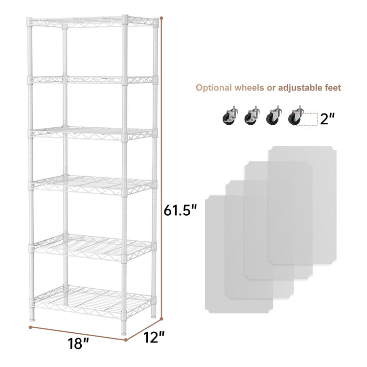 6 Small Wire Shelves Kitchen Pantry Close Home Organizers and Storage Bathroom Shelf Laundry Room Organization Adjustable Book Metal Garage Shelving Unit (6 Count)