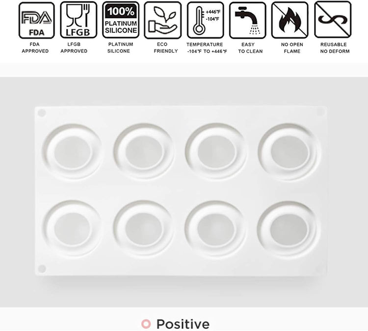 OCPO KITCHEN Apple Silicone Mold for Baking Mousse Cake Dessert Pastry Chocolate Fruit Pudding Jelly Ice Cream Christmas Cake Decoration Mold, Non-Stick and Easy Release, Apple Shape (8-Cavity)