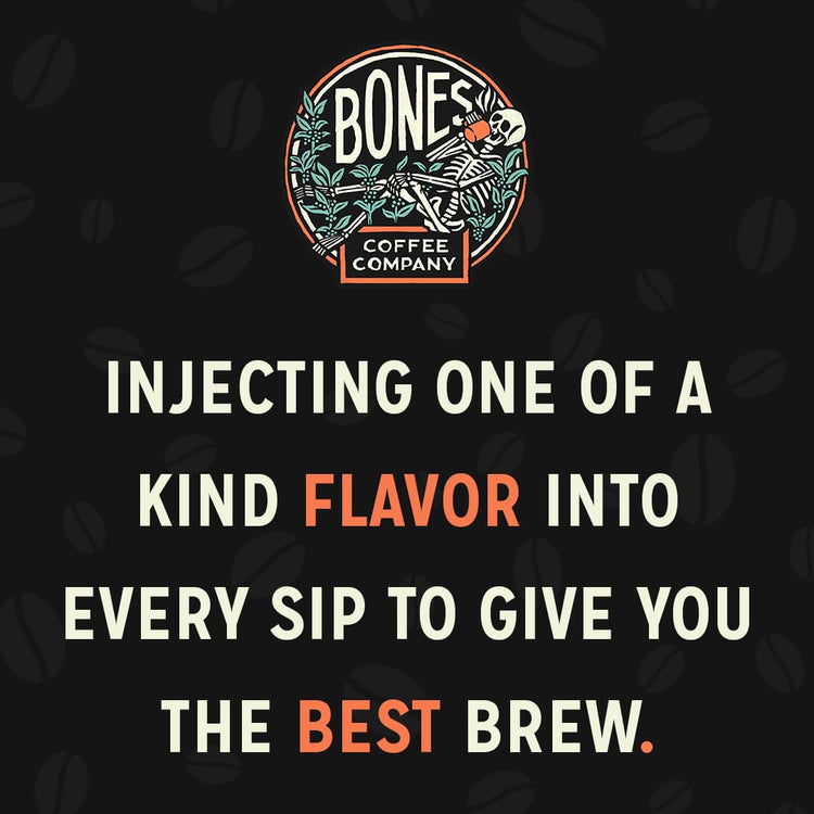 Bones Coffee Company Macamaniac, Macadamia and Coconut Flavored Coffee, Medium Roast Low Acid Arabica Beans Compatible with Auto drip and French Press Coffee Maker, 12 Oz Whole Bean