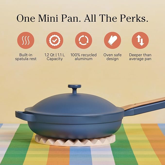 Our Place Mini Cookware Duo | 6-Piece Ceramic Cookware Set with Mini Always Pan & Mini Perfect Pot | Induction & Oven Safe up to 450°F | Nonstick, PFAS-Free Non-Toxic Cookware | Blue Salt