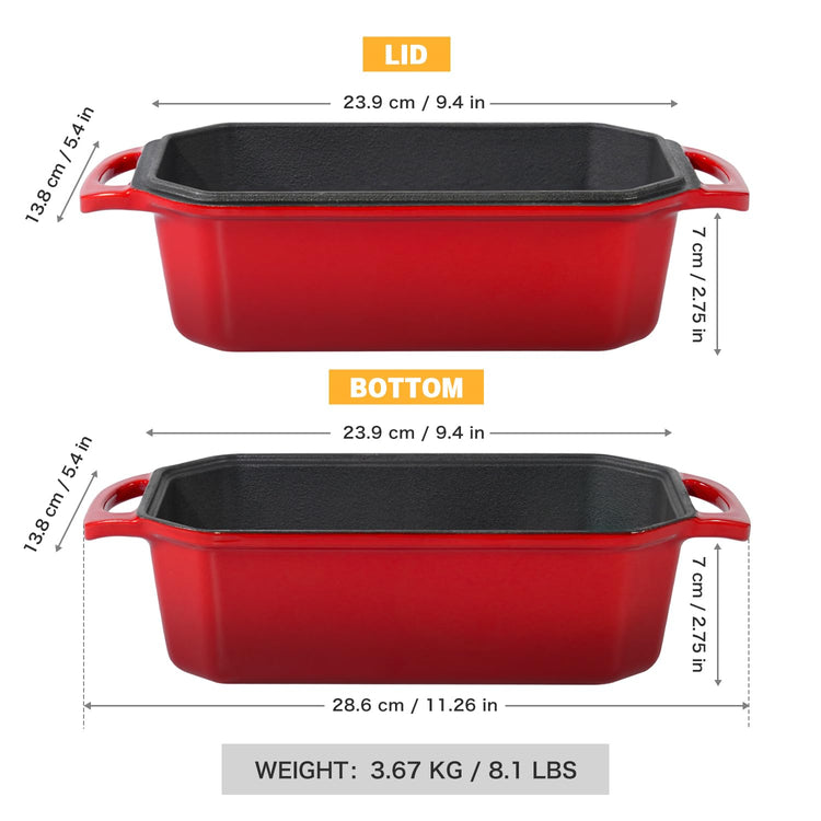 Bread Pan Cast Iron Loaf Pan with Lid Bread Loaf Pan 8.5x4.5 Inch Loaf Pan Enameled Cast Iron Sourdough Loaf Pan