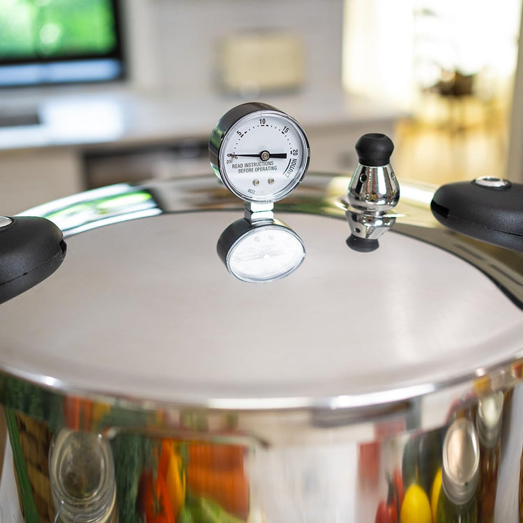Pressure Canner Release Valve Aluminum Canning Pot Cooker Pot Stove Top with Pressure Gauge Instant Fast Cooking Pot Stewing Locking System