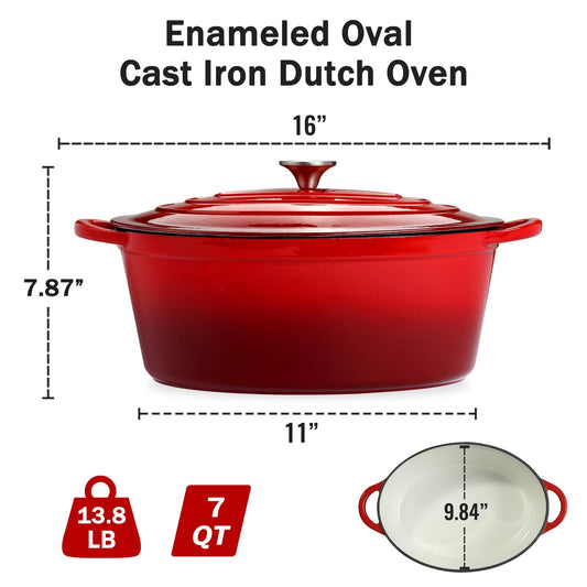 Enameled Oval Dutch Oven Pot with Lid