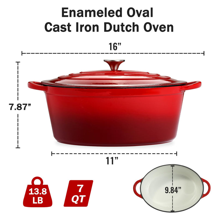 Enameled Oval Dutch Oven Pot with Lid