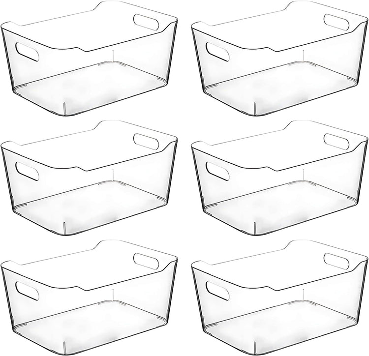Clear Plastic Storage Bins, Pantry Organizers and Storage Containers, Large Fridge Organizer Bins, Home Kitchen Cabinet Organizer, Medicine Cabinet Bin for Organizing Freezer Closet