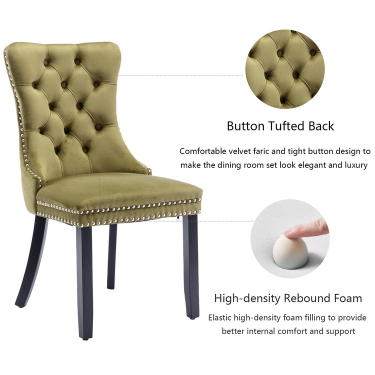 Olive Green Velvet Dining Chairs Set of 6 (6 Count)