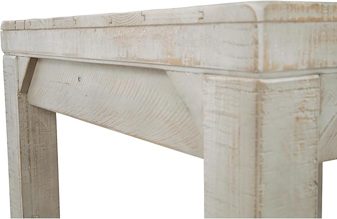 Signature Design by Ashley Fregine Farmhouse Rectangular End Table with Lower Open Shelf, Triangle Bracket Accents, Wood, 25.25" High, Weathered White