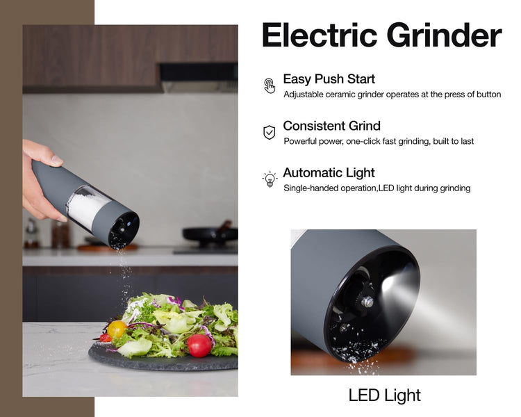 Stainless Steel Electric Salt and Pepper Grinder Set