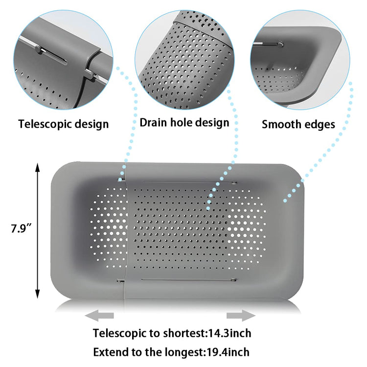 Collapsible Sink Colanders and Strainers Basket Over the Sink Colander Collapsible Colander Extendable Plastic Fruit Vegetable Strainer Drainer Basket for Kitchen