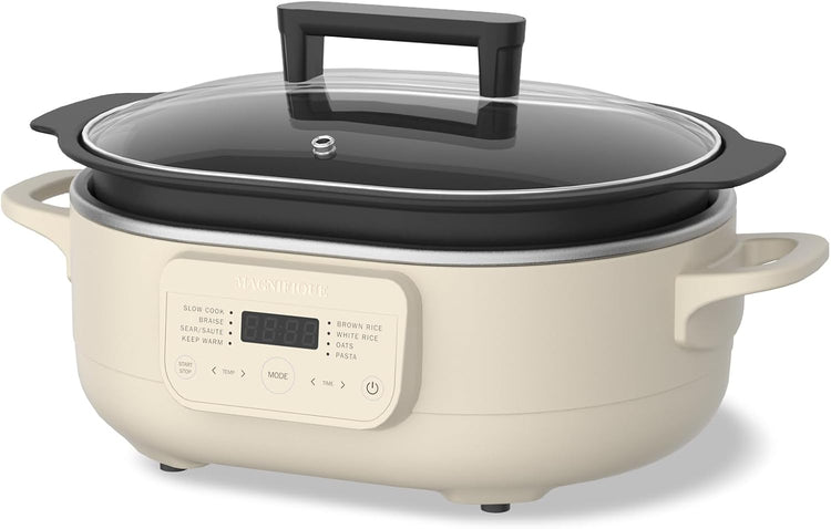 6 Quart Slow Cooker, with 8-in-1 Multi-Cooker, Casserole Programmable crock pot, Dutch Oven, Pasta, Nonstick, Oven Safe Pot to 500°F, Oatmeal - Nestoria
