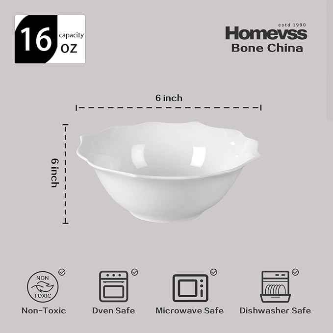HomeVss, New Bone China Dinnerware Set, Embossed Lotus, 16pc Set