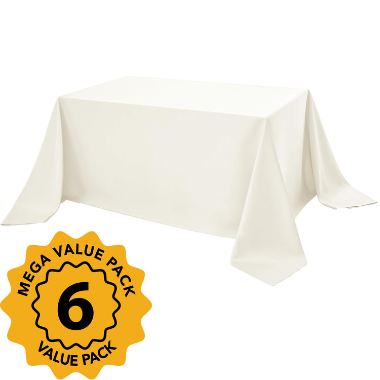 6 Pack Ivory Tablecloths for Rectangle Tables (6 Count)