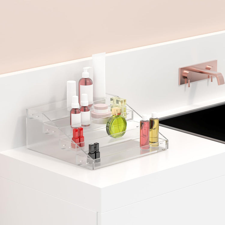Wide 4 Tier Clear Acrylic Spice Rack Organizer for Kitchen