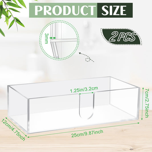 2 Pcs Paper Napkins Holder Fold Paper Towel Dispenser Height 2.75 Inch Acrylic Multifold Towel Dispenser for Guest Z Fold Disposable Countertop Holder Small Size (2 Count)