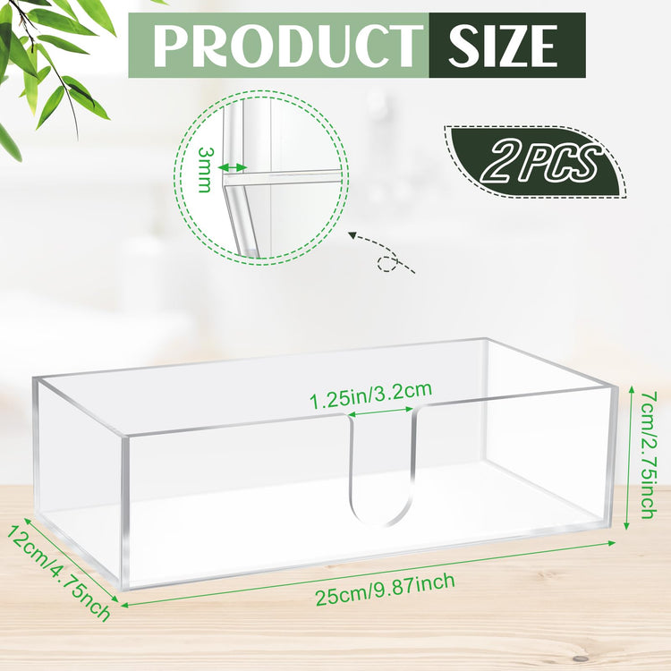 2 Pcs Paper Napkins Holder Fold Paper Towel Dispenser Height 2.75 Inch Acrylic Multifold Towel Dispenser for Guest Z Fold Disposable Countertop Holder Small Size (2 Count)