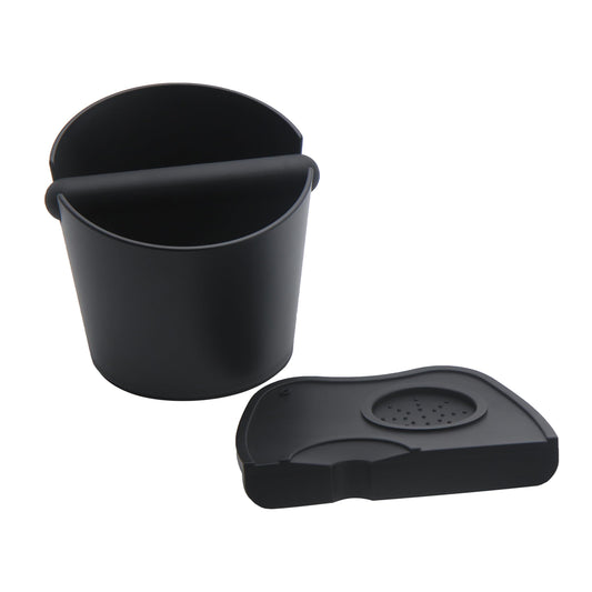 6.3 inch Large Espresso Knock Box Silicone coffee Tamper Mat Espresso Machine Accessories Set of 2 with Removable Knock Bar and Anti