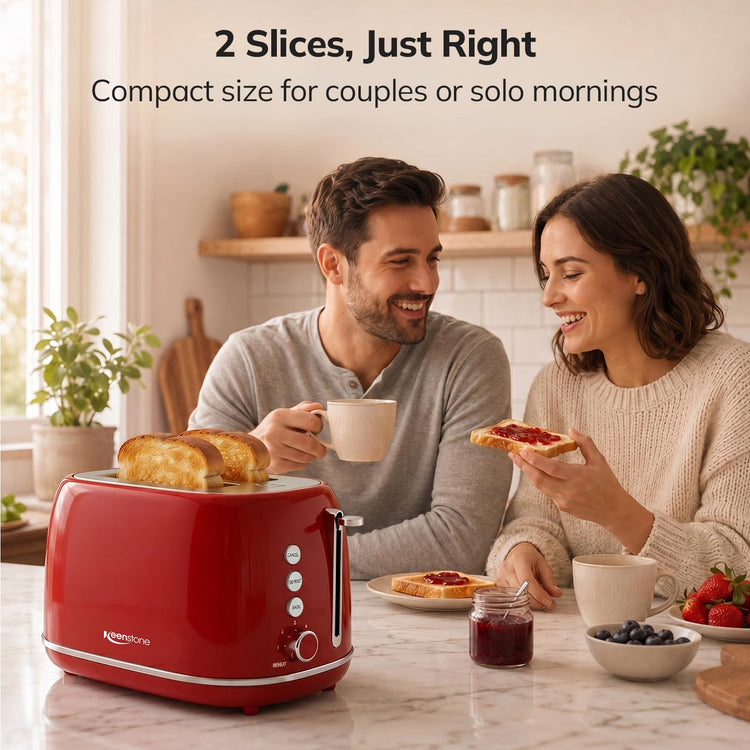 2 Slice Stainless Steel Toaster Retro with 6 Bread Shade Settings