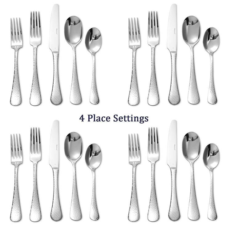 20 Piece Hammered Silverware Set (71.49 Count)