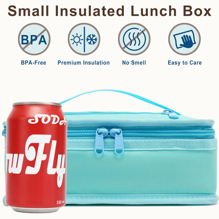 Small Insulated Lunch box Portable Soft Bag Mini Cooler Thermal Meal Tote Kit with Handle for Work & School