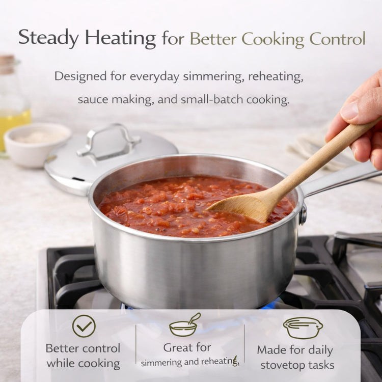 Maestro 1.7 Qt Stainless Steel Saucepan with Lid Measurement Marks