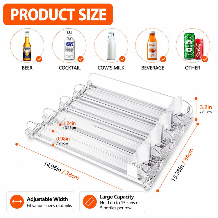 Stackable Soda Can Organizer for Refrigerator