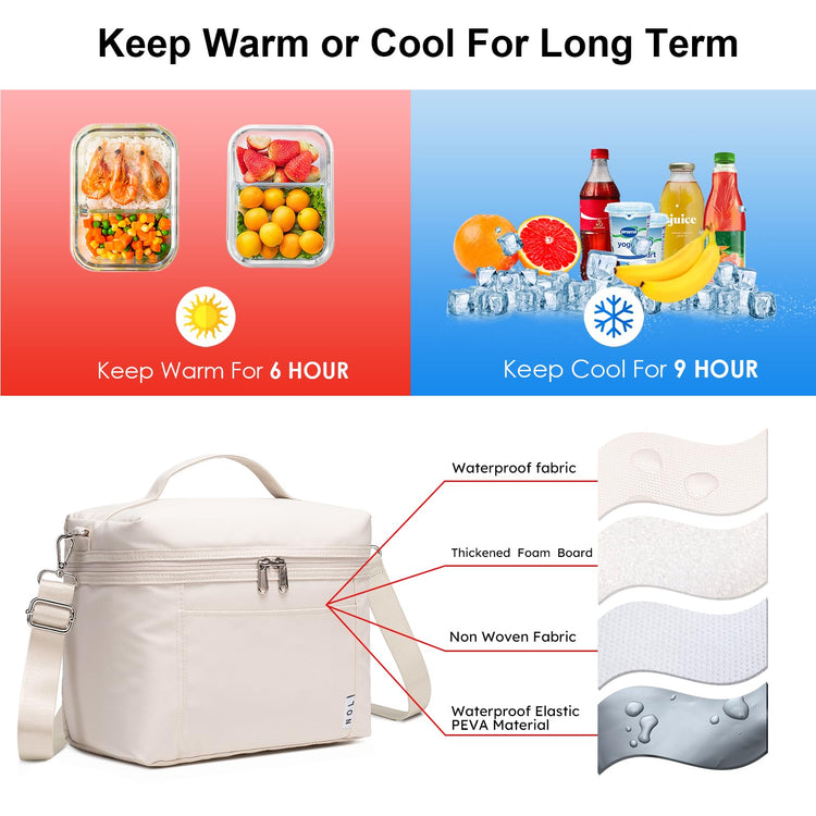 NOL 8L Insulated Lunch Bags for Women Cooler Bag Lightweight Nylon Waterproof Lunch Box For Work