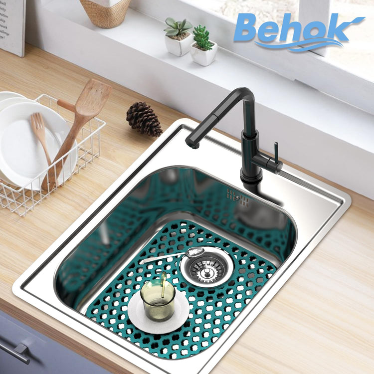 2 Pack Silicone Sink Protector Mat for Kitchen Sink Rear Drian Green