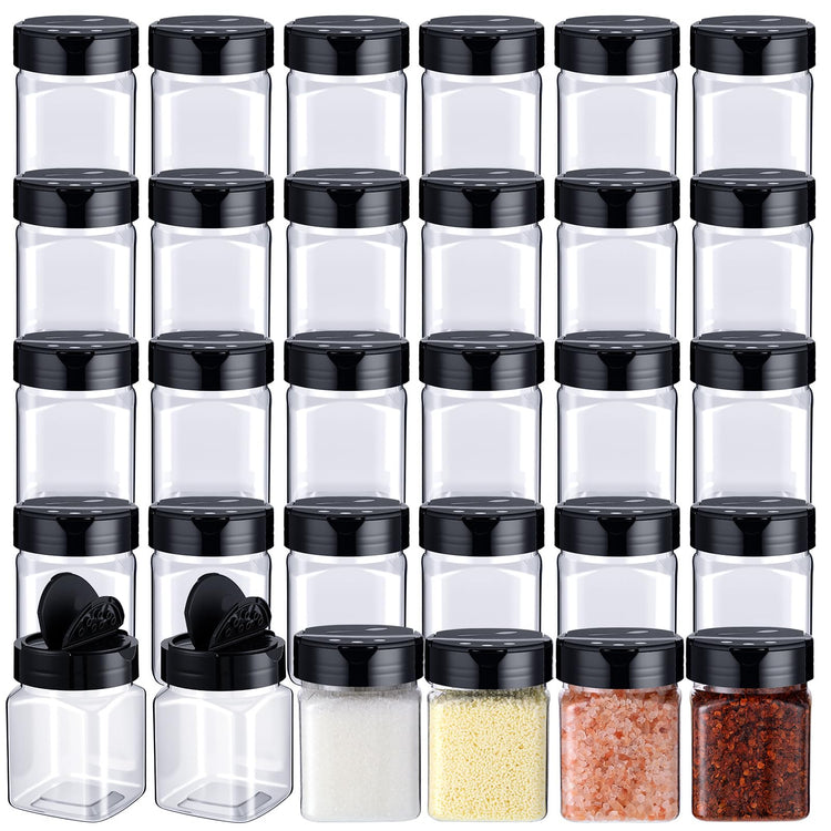 6.1 oz 30 Pack Plastic Spice Jars with Shaker Lids Clear Seasoning Containers Spice Bottles for Kitchen Storing Herbs Seasoning Powders (30 Count)