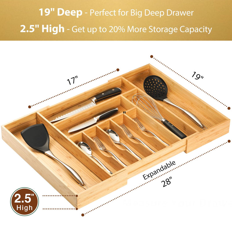 Extra Large Expandable Kitchen Siverware Utensils Drawer Organizer