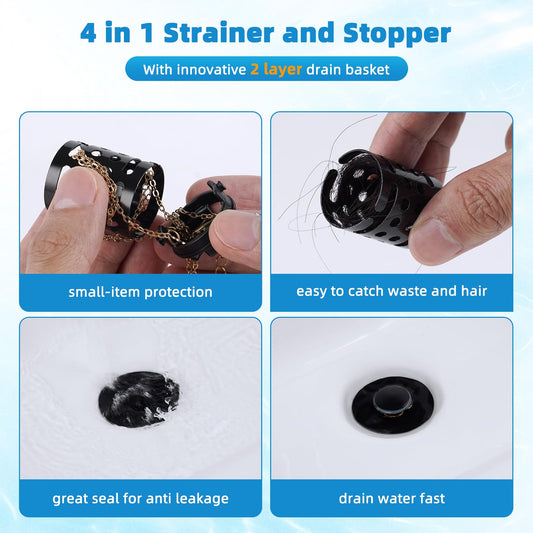 Universal Bathroom Sink Drain Stopper Hair Catcher