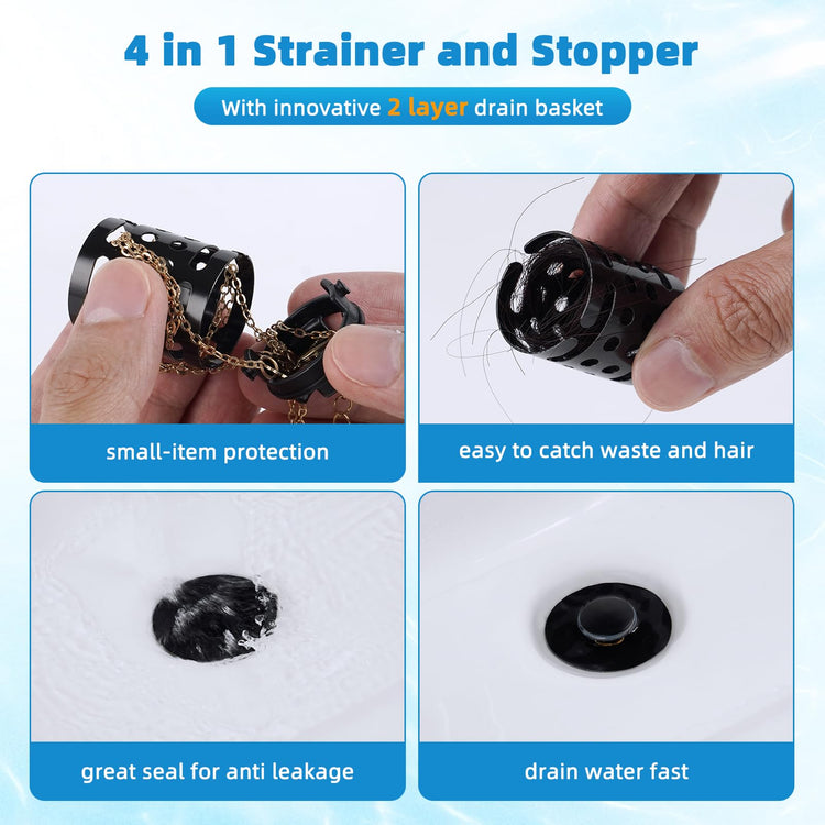 Universal Bathroom Sink Drain Stopper Hair Catcher