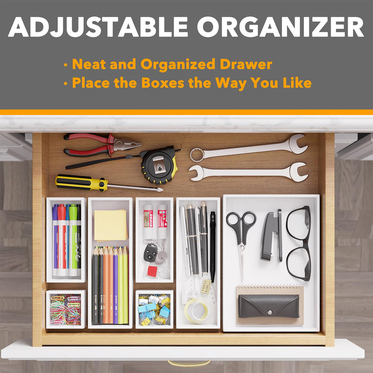 7 Piece Bamboo Drawer Organizer Storage Boxes Set