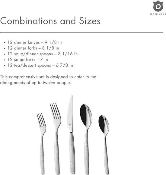 Engraved Silverware Set for 12 | 18/10 Stainless Steel Flatware with Mirror Finish and Engraved Handles | Heavy-Duty, Dishwasher Safe, Built to Last (60-Piece, Mezzano Engraved)