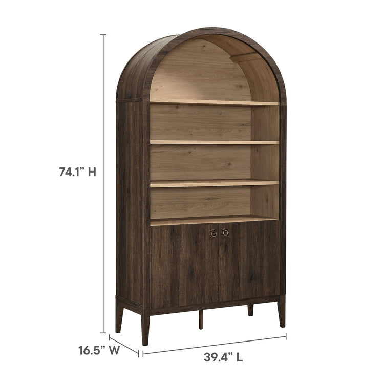 Nolan Tall Arched Storage Display Cabinet in Dark Walnut