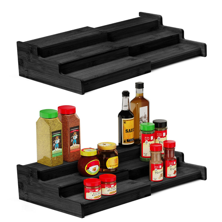 Spice Rack 3 Tier Natural Bamboo (2 Count)