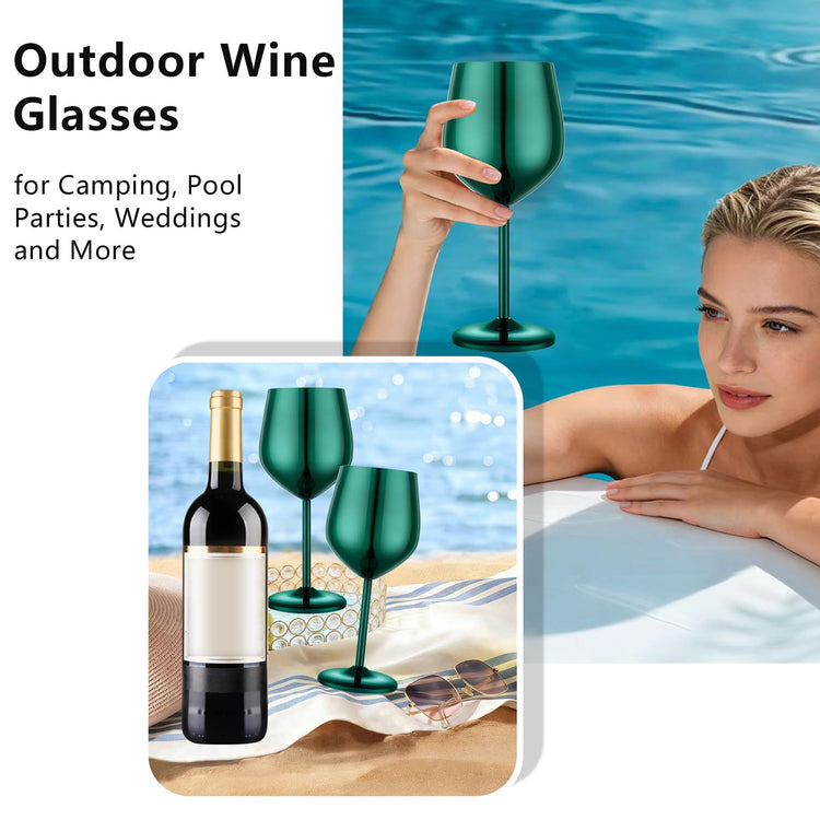 Unbreakable Stainless Steel Wine Glasses Set of 2 (2 Count)