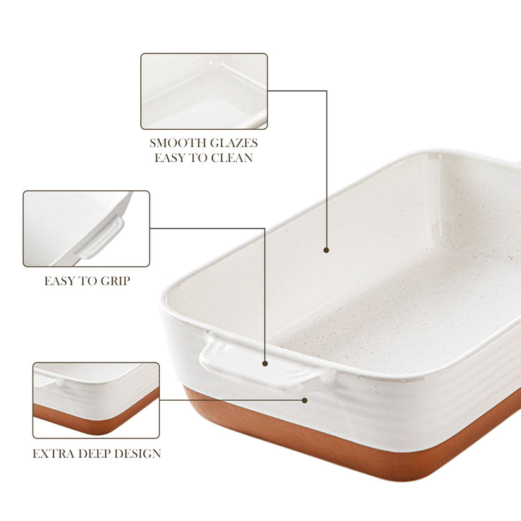 Large 9x13 Ceramic Baking Dish with Handles
