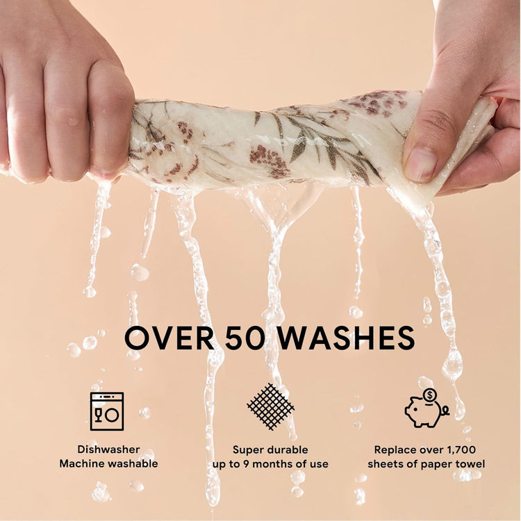 RECYCO Swedish Dishcloths for Kitchen | 4 Pack Oversized Washable Dish Rags | Large Cellulose Reusable Cleaning Paper Towels | Absorbent Counter Dish Cloth Sponge XL Kitchen Wipes, 12" L x 10" W - Nestoria
