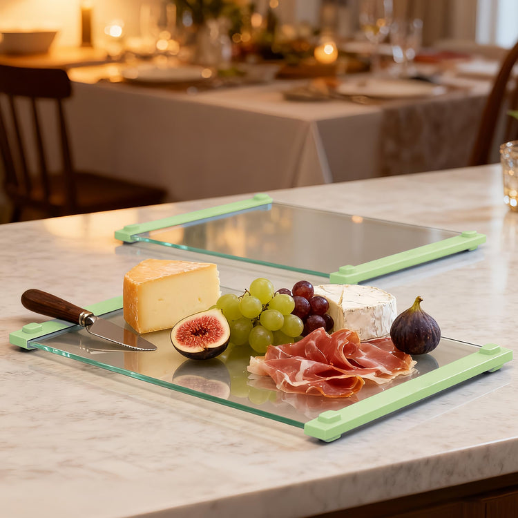 2PCS Glass Cutting Board with Silicone Grip (2 Count)